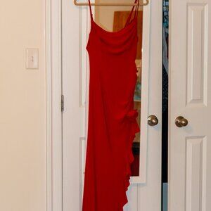 Stunning Red Dress Size M + Rose Detail